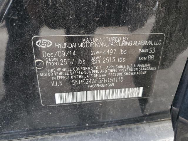 5NPE24AF5FH151115 - 2015 HYUNDAI SONATA SE BLACK photo 13