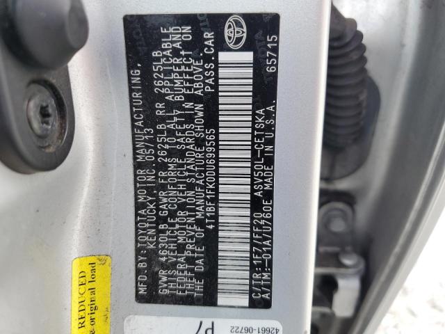 4T1BF1FK0DU699565 - 2013 TOYOTA CAMRY L SILVER photo 13