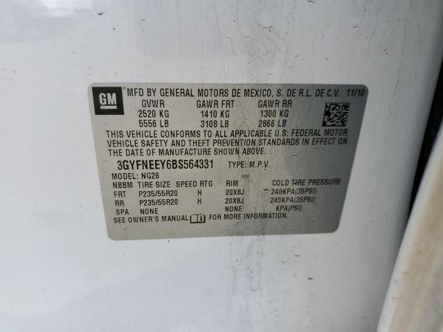 3GYFNEEY6BS564331 - 2011 CADILLAC SRX PERFORMANCE COLLECTION Blanc photo 12