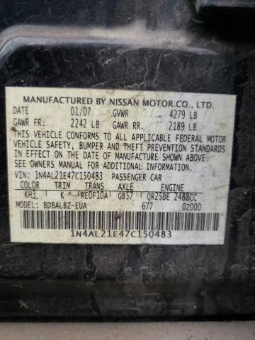 1N4AL21E47C150483 - 2007 NISSAN ALTIMA 2.5 BLACK photo 12