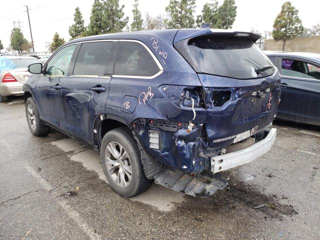 5TDZKRFH3ES032982 - 2014 TOYOTA HIGHLANDER LE BLUE photo 2