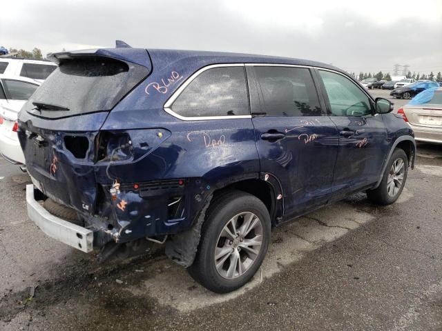 5TDZKRFH3ES032982 - 2014 TOYOTA HIGHLANDER LE BLUE photo 3