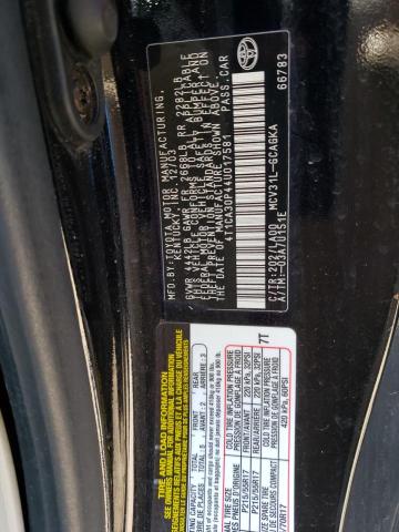 4T1CA30P44U017581 - 2004 TOYOTA CAMRY SOLA SE BLACK photo 12