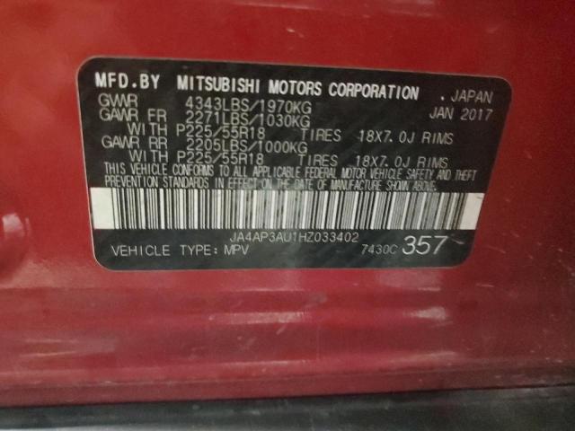 JA4AP3AU1HZ033402 - 2017 MITSUBISHI OUTLANDER ES RED photo 12