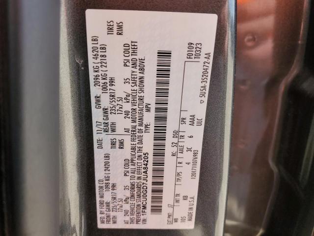 1FMCU0GD7JUA84205 - 2018 FORD ESCAPE SE GRAY photo 13