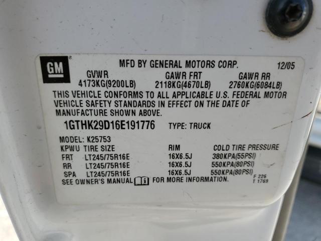 1GTHK29D16E191776 - 2006 GMC SIERRA K2500 HEAVY DUTY WHITE photo 12