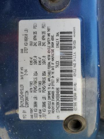 1D7HG38K34S664606 - 2004 DODGE DAKOTA QUAD SPORT BLUE photo 12