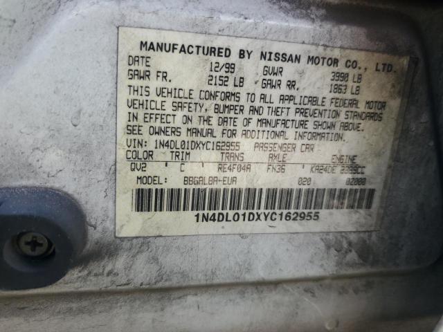 1N4DL01DXYC162955 - 2000 NISSAN ALTIMA XE WHITE photo 12