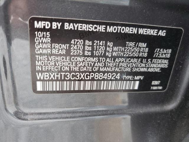 WBXHT3C3XGP884924 - 2016 BMW X1 XDRIVE28I CHARCOAL photo 13