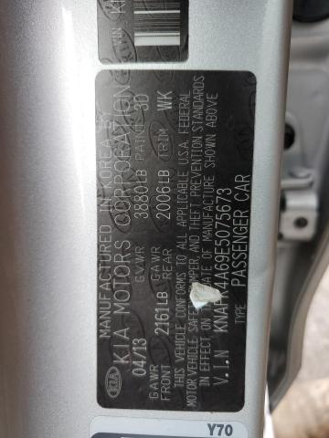 KNAFK4A69E5075673 - 2014 KIA FORTE LX SILVER photo 12