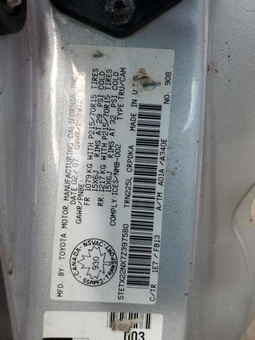 5TETX22NX7Z397580 - 2007 TOYOTA TACOMA ACCESS CAB Сұр фото 12
