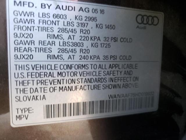 WA1VAAF75HD019932 - 2017 AUDI Q7 PRESTIGE GRAY photo 13