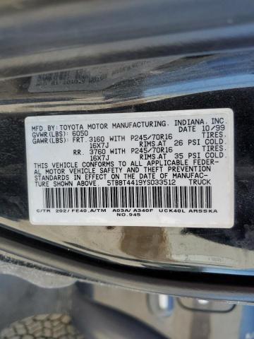 5TBBT4419YS033512 - 2000 TOYOTA TUNDRA ACCESS CAB 黑色 照片 13