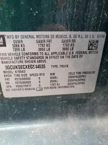 3GCUKSECXEG544535 - 2014 CHEVROLET silverado K1500 LTZ GREEN photo 12