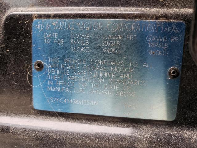 JS2YC414385103209 - 2008 SUZUKI SX4 BLACK photo 12