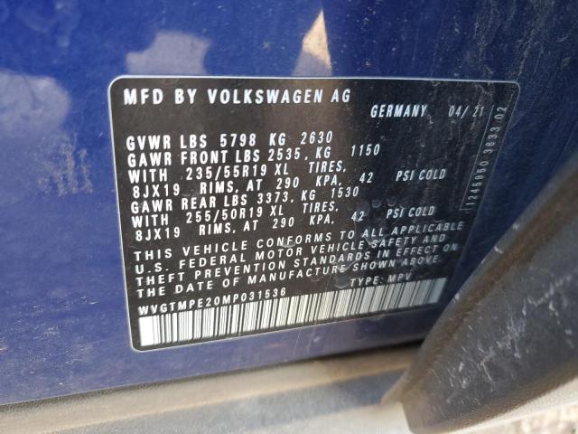 WVGTMPE20MP031536 - 2021 VOLKSWAGEN ID.4 PRO S 蓝色 照片 13