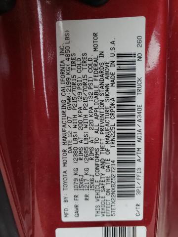 5TETX22NX8Z527214 - 2008 TOYOTA TACOMA ACCESS CAB წითელი ფოტო 12