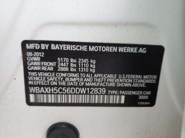 WBAXH5C56DDW12839 - 2013 BMW 528 XI WHITE photo 12