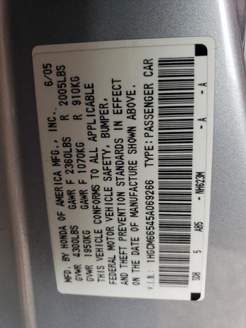 1HGCM66545A069266 - 2005 HONDA ACCORD EX SILVER photo 12