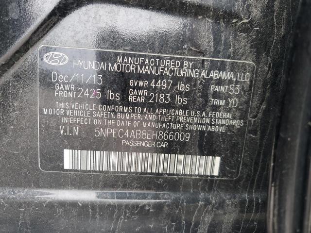 5NPEC4AB8EH866009 - 2014 HYUNDAI SONATA SE BLACK photo 12