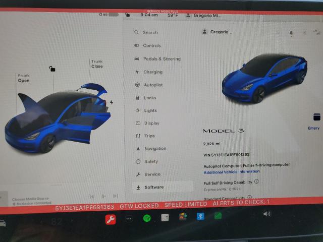 5YJ3E1EA1PF691363 - 2023 TESLA MODEL 3 BLUE photo 9