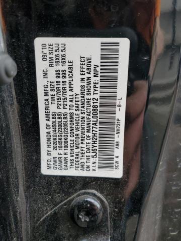 5J6YH2H77AL008812 - 2010 HONDA ELEMENT EX BLACK photo 12