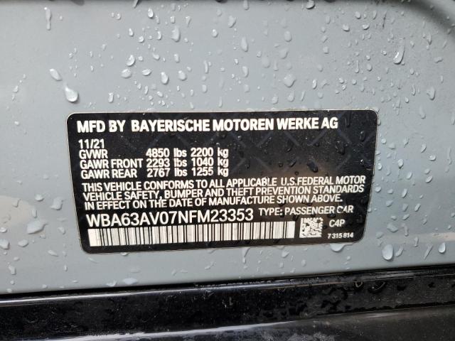 WBA63AV07NFM23353 - 2022 BMW 430I GRAN COUPE SILVER photo 12