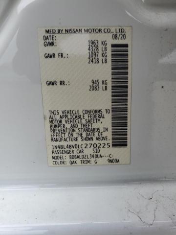 1N4BL4BV0LC270225 - 2020 NISSAN ALTIMA S WHITE photo 12