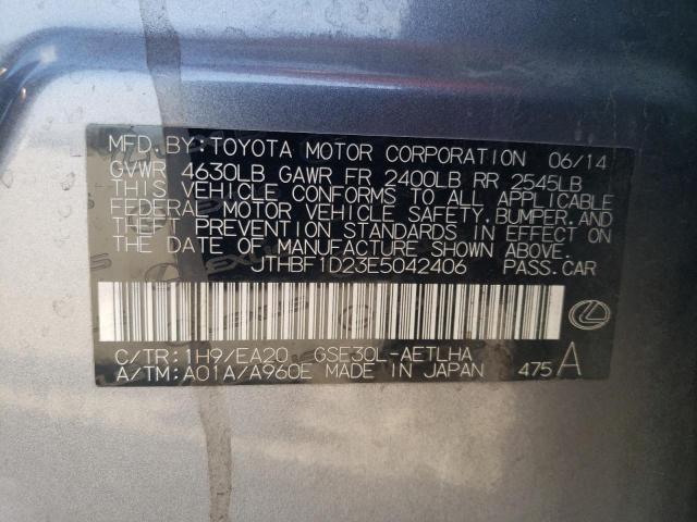 JTHBF1D23E5042406 - 2014 LEXUS IS 250 GRAY photo 12