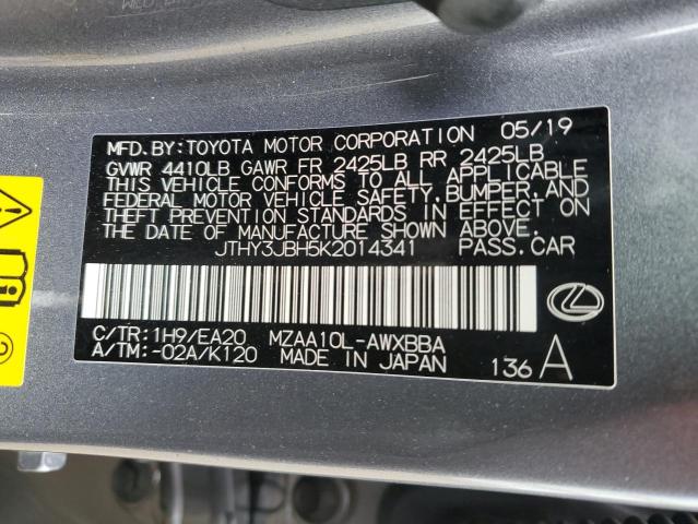 JTHY3JBH5K2014341 - 2019 LEXUS UX 200 GRAY photo 13