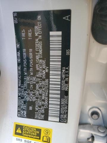 5TDKKRFH4GS153086 - 2016 TOYOTA HIGHLANDER XLE 白色 照片 13