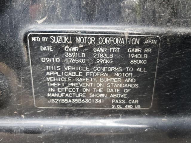 JS2YB5A35B6301341 - 2011 SUZUKI SX4 BLACK photo 14