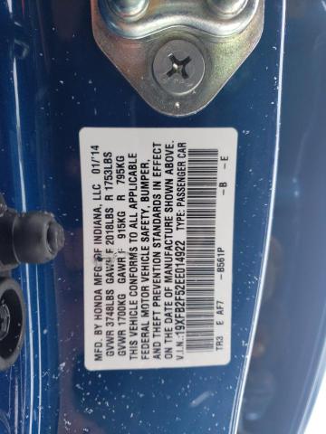 19XFB2F52EE014922 - 2014 HONDA CIVIC LX BLUE photo 12