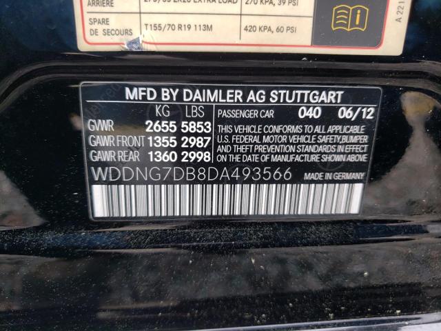 WDDNG7DB8DA493566 - 2013 MERCEDES-BENZ S 550 BLACK photo 12