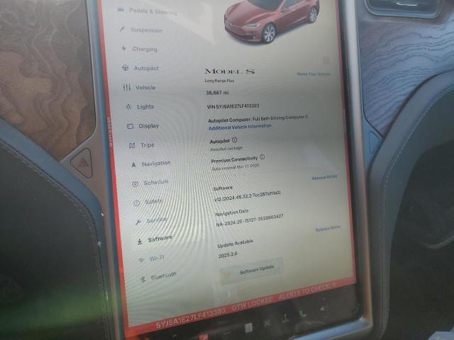 5YJSA1E27LF413383 - 2020 TESLA MODEL S RED photo 9