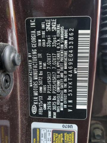 5XYKT4A69EG433862 - 2014 KIA SORENTO LX BURGUNDY photo 13