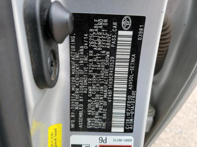 4T4BF1FK9ER403529 - 2014 TOYOTA CAMRY L SILVER photo 12
