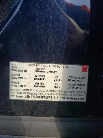 5YJSA1CPXDFP21518 - 2013 TESLA MODEL S Կապույտ լուսանկար 12
