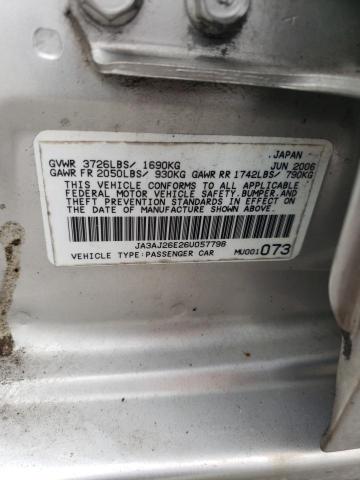 JA3AJ26E26U057798 - 2006 MITSUBISHI LANCER ES SILVER photo 12