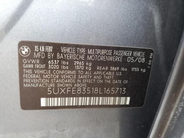 5UXFE83518L165713 - 2008 BMW X5 4.8I GRAY photo 13