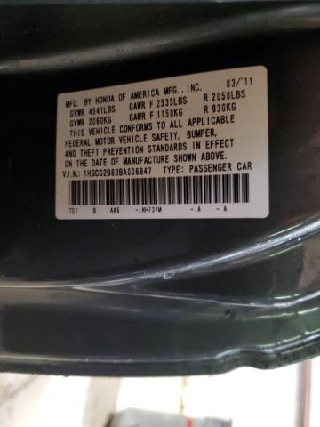 1HGCS2B83BA006847 - 2011 HONDA ACCORD EXL GRAY photo 12