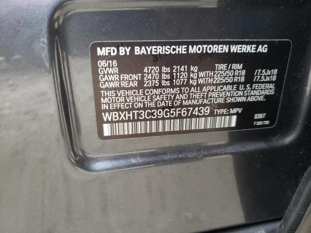 WBXHT3C39G5F67439 - 2016 BMW X1 XDRIVE28I GRAY photo 12