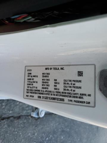 5YJ3E1EA9MF023886 - 2021 TESLA MODEL 3 WHITE photo 13