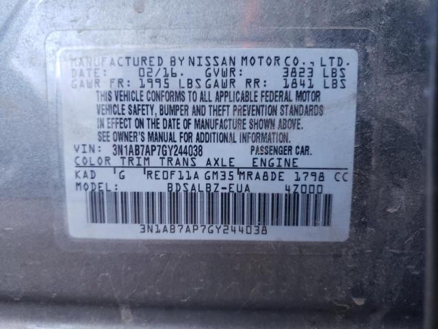 3N1AB7AP7GY244038 - 2016 NISSAN SENTRA S GRAY photo 12