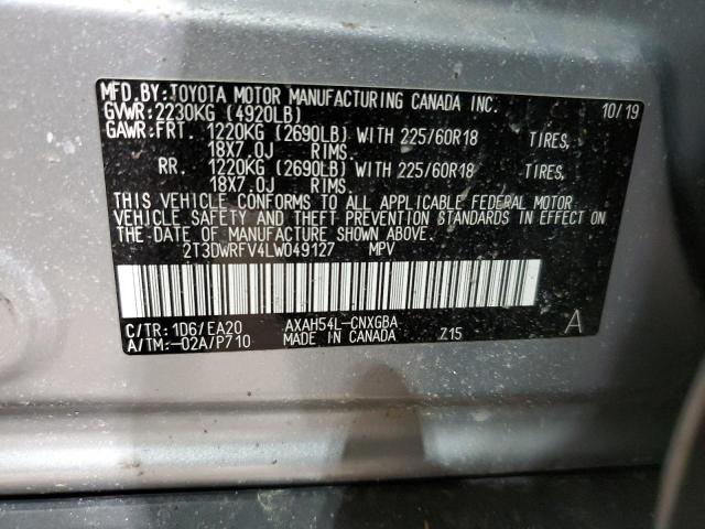 2T3DWRFV4LW049127 - 2020 TOYOTA RAV4 LIMITED SILVER photo 14