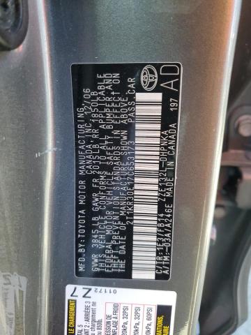 2T1KR30E17C653173 - 2007 TOYOTA COROLLA MA XR GRAY photo 12