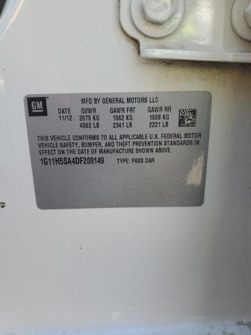 1G11H5SA4DF208149 - 2013 CHEVROLET MALIBU LTZ თეთრი ფოტო 12