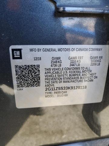 2G11Z5S33K9128118 - 2019 CHEVROLET IMPALA LT CHARCOAL photo 13