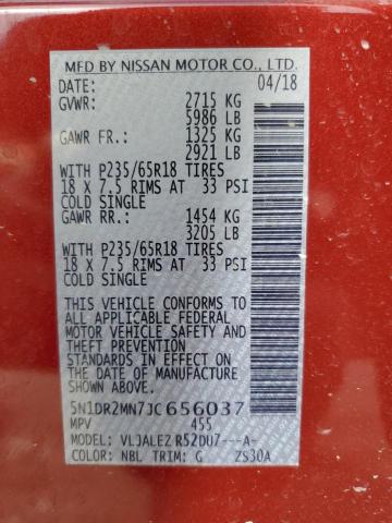 5N1DR2MN7JC656037 - 2018 NISSAN PATHFINDER S MAROON photo 14