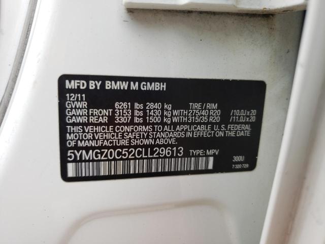 5YMGZ0C52CLL29613 - 2012 BMW X6 M WHITE photo 13
